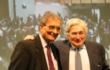 Amartya Sen and James D. Wolfensohn standing together 